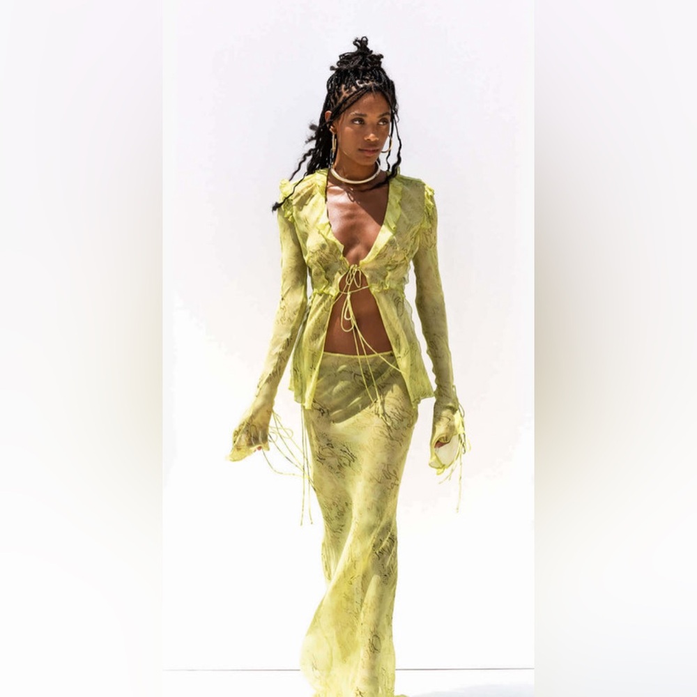 Rat & Boa Silk Cobra matching set in lime green (top and skirt)